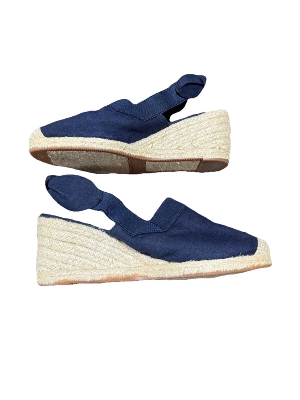 Lauren Ralph Lauren Helma Espadrille Wedge Sandal 7.5B Navy Linen Slingback Jute - Picture 4 of 10